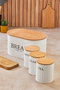 Hermia Juego de Cajas de Almacenamiento Blanco con Tapas de Madera